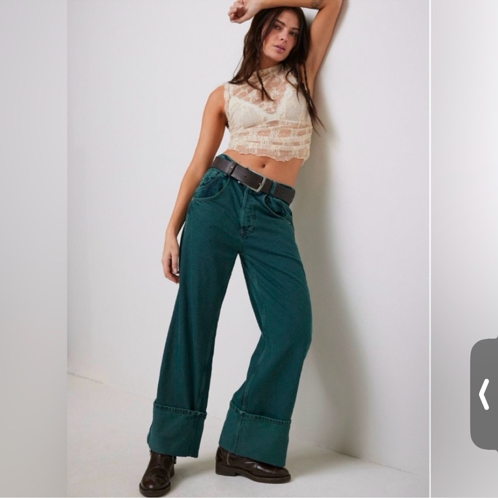 We The Free Olive Green Denim Pants